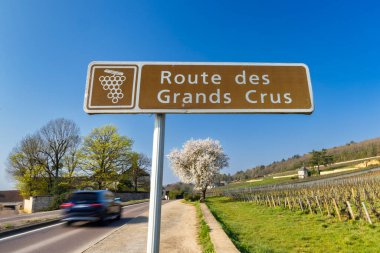 Beaune, Burgundy, Fransa yakınlarındaki Şarap Yolu (Grands Crus Yolu)