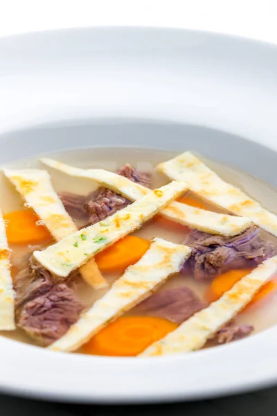 Beef Soup Celestine Noodles Carrot — Stock Photo, Image