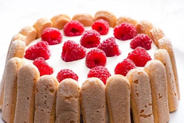 Raspberry Cream Cake Italian Sponge Cakes — Stock Photo, Image