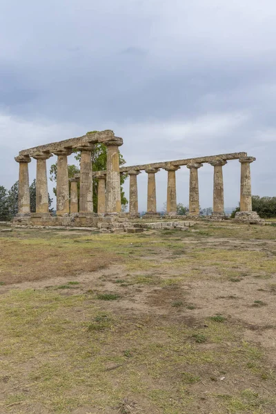 Templo Hera Partir Século Sítio Arqueológico Perto Bernalda Itália — Fotografia de Stock