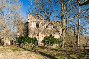 Çek Cumhuriyeti 'nin Lukov, Znojmo bölgesi yakınlarındaki Novy Hradek kalesinin kalıntıları