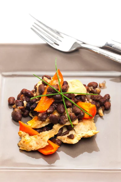 Nachos Con Frijoles Rojos Pimientos Rojos — Foto de Stock