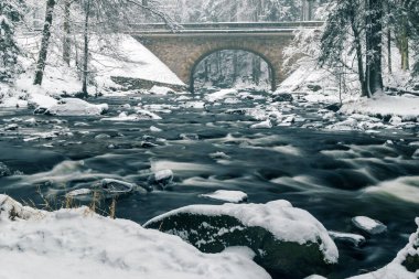 Zemska Brana 'daki Divoka Orlice Nehri, Orlicke Dağları, Doğu Bohemya, Çek Cumhuriyeti