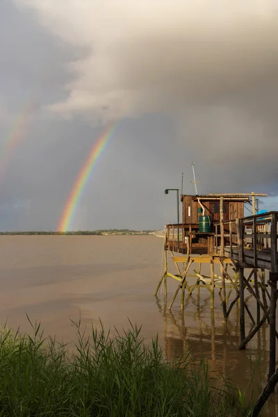 Capanna Pesca Tradizionale Sul Fiume Gironde Bordeaux Aquitania Francia — Foto Stock