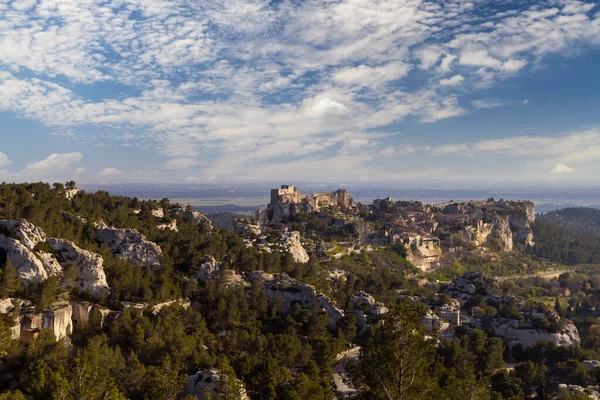 Ortaçağ Şatosu Köyü Les Baux Provence Alpilles Dağları Provence Fransa — Stok fotoğraf