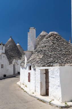 Trulli evleri Alberobello 'da, UNESCO sitesi, Apulia bölgesi, İtalya