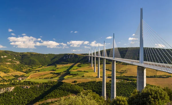 Multi Span Kabel Bleef Millau Viaduct Kloof Vallei Van Tarn — Stockfoto