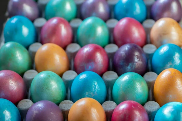 Fondo Pascua Con Púrpura Pintada Mano Azul Verde Naranja — Foto de Stock