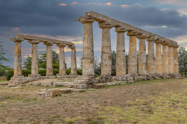 Templo Hera Partir Século Sítio Arqueológico Perto Bernalda Itália — Fotografia de Stock