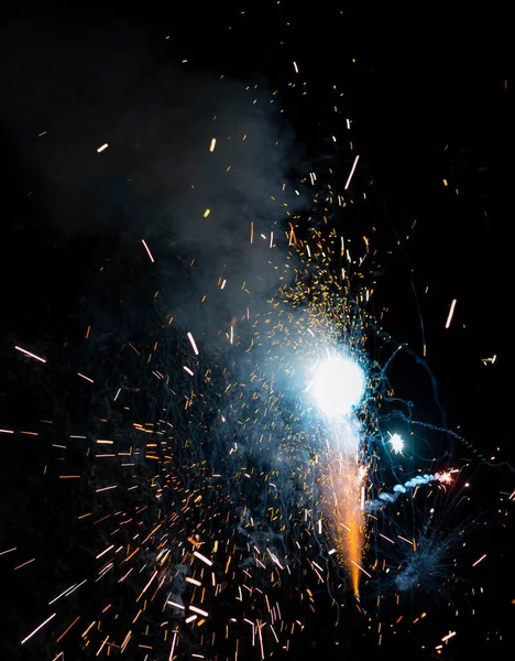 Fuegos Artificiales Cielo Nocturno Durante Celebración Año Nuevo — Foto de Stock