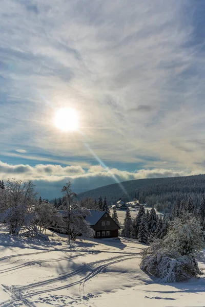 Paisagem Inverno Torno Mala Upa Montanhas Gigantes Krkonose Norte Boêmia — Fotografia de Stock