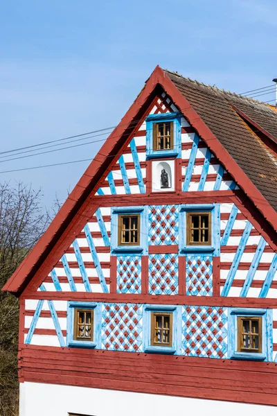 Boerderij Met Vakwerk Volksarchitectuur Milhostov West Bohemen Tsjechië — Stockfoto