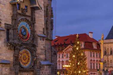 Christmas time at Old Town Square with Orloj, Prague, Czech Republic clipart