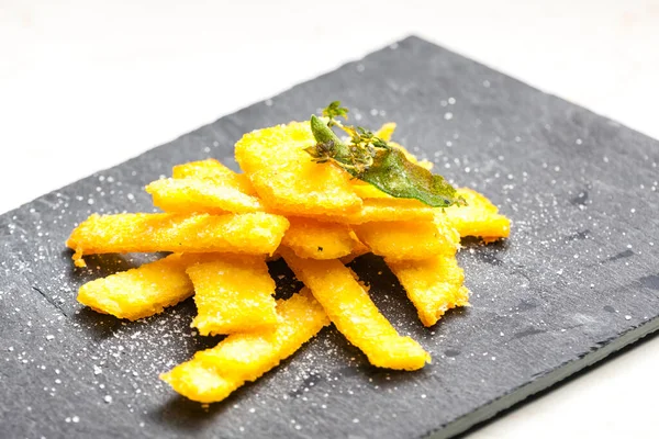 Vida Tranquila Batatas Fritas Polenta — Fotografia de Stock