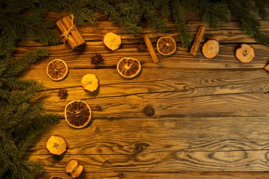 Baharatlı ve dallı Noel arkaplanı