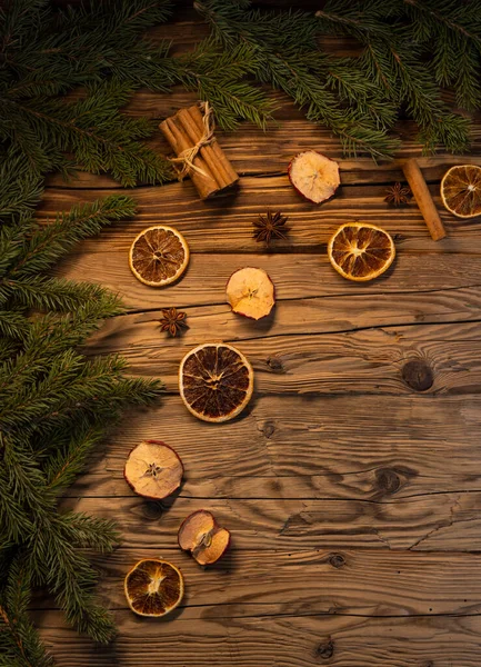 Weihnachten Hintergrund Mit Gewürzen Und Zweigen — Stockfoto