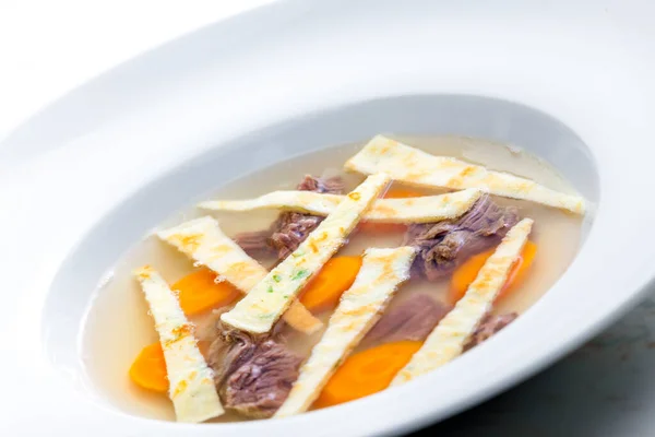 Beef Soup Celestine Noodles Carrot — Stock Photo, Image