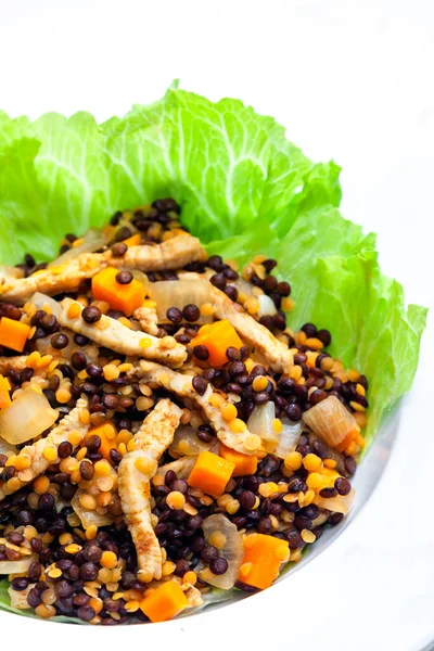 Lentil Salad Poultry Meat Vegetables — ストック写真