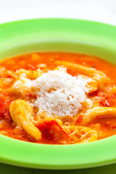 Callos Sopa Tomate Con Queso Parmesano — Foto de Stock