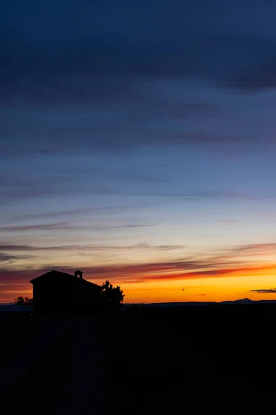 Kapelle Bei Sonnenaufgang Auf Der Hochebene Von Valensole Provence Frankreich — Stockfoto