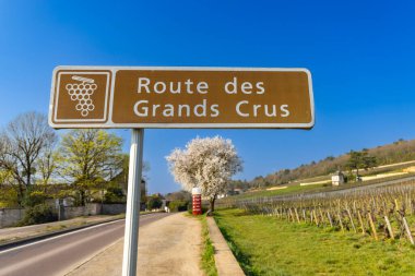 Beaune, Burgundy, Fransa yakınlarındaki Şarap Yolu (Grands Crus Yolu)