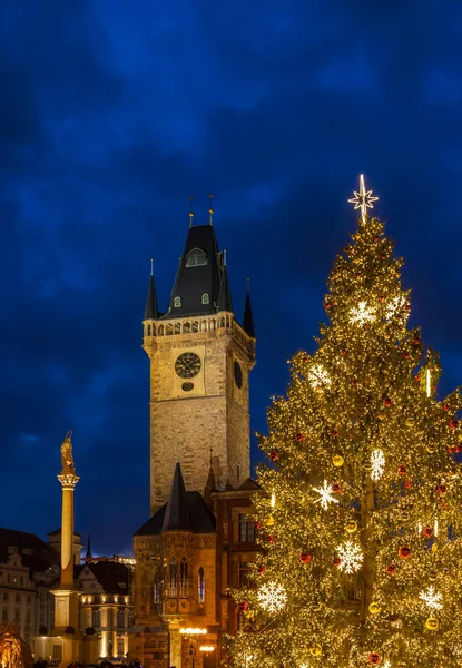 Plaza Ciudad Vieja Navidad Praga República Checa — Foto de Stock