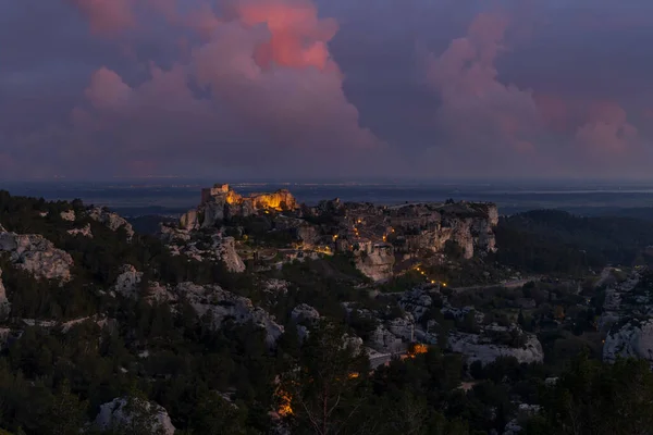 Medeltida Slott Och Les Baux Provence Alpilles Berg Provence Frankrike — Stockfoto