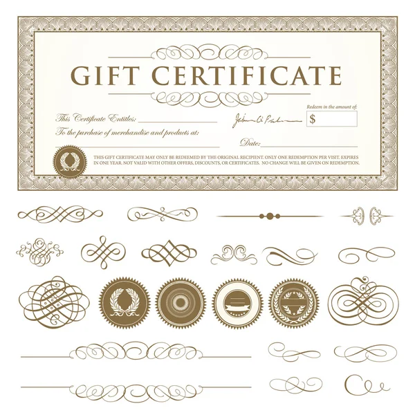 Vector Gift Certificate Set — Stock Vector