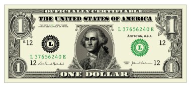 Vector Realistic One Dollar Bill