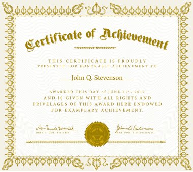 vektör vintage başarı sertifikası
