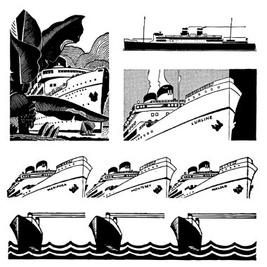 Retro cruise gemi grafik vektör