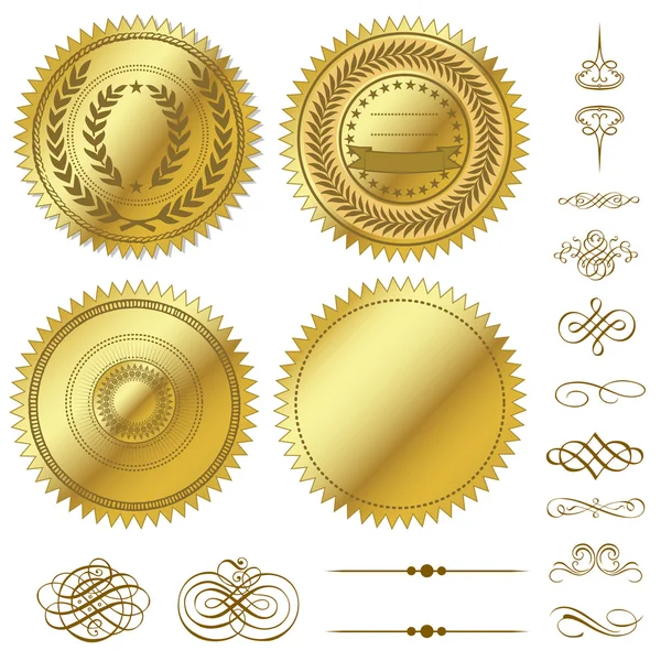 Vector Gold Seals Set — Stock Vector