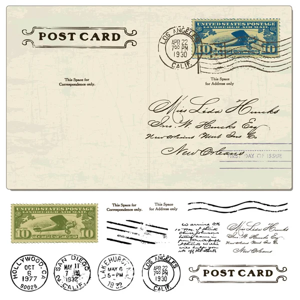 Postal Vector Vintage — Vector de stock