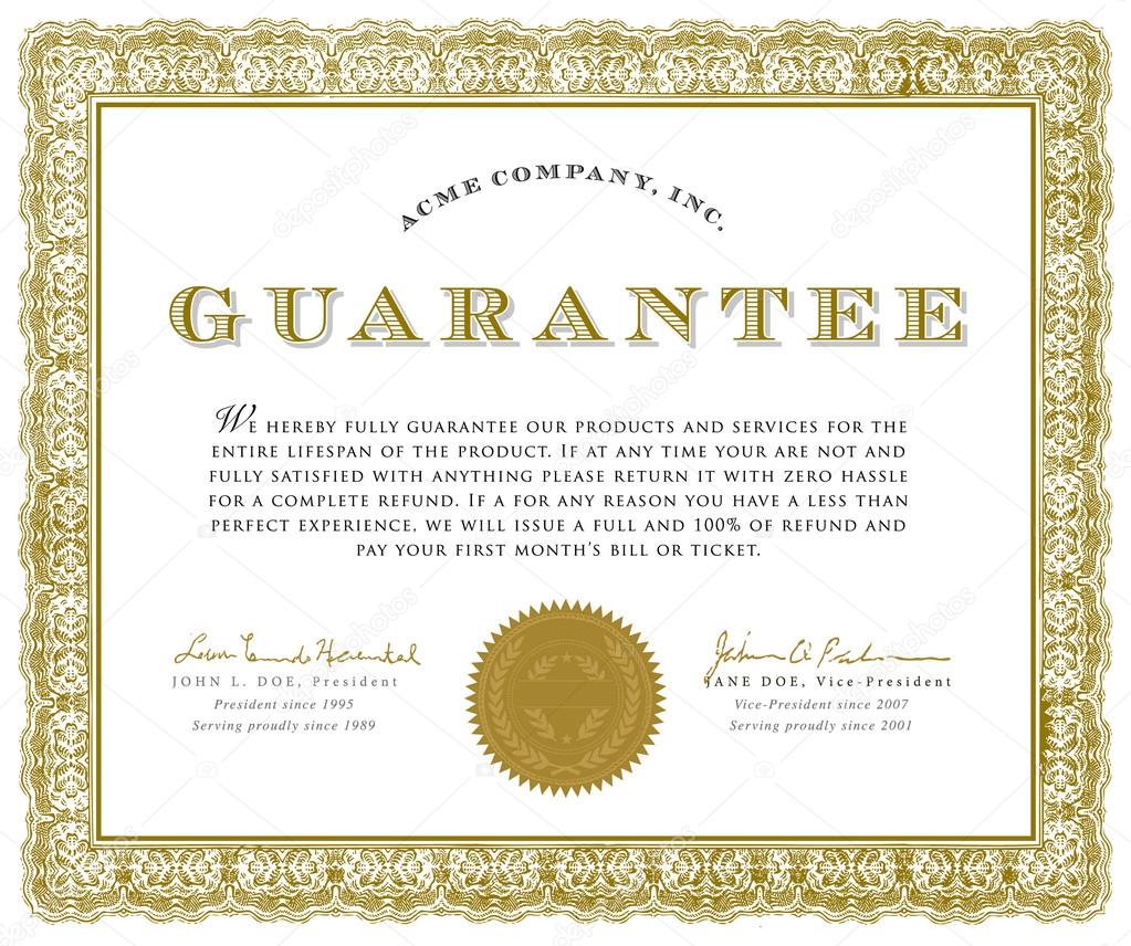 Vector Guarantee Certificate