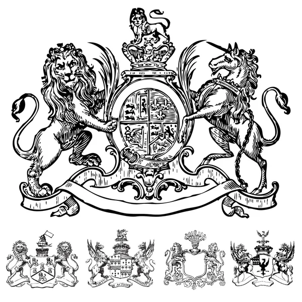 矢量维多利亚女王时代的狮子冠的剪贴的画 — 图库矢量图片
