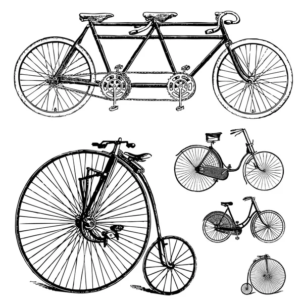 Conjunto de bicicletas retro de clipart vetorial — Vetor de Stock