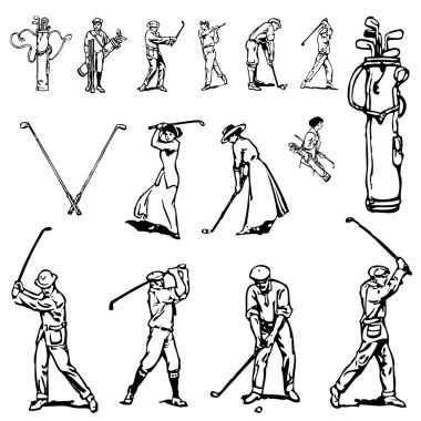 vektörel clipart vintage golf seti