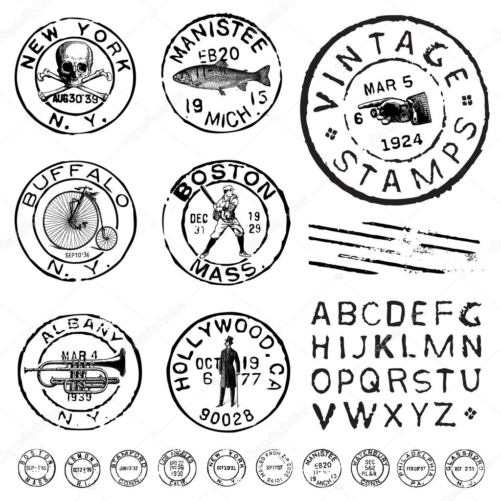 Vector Clipart Vintage Stamp and Label Set