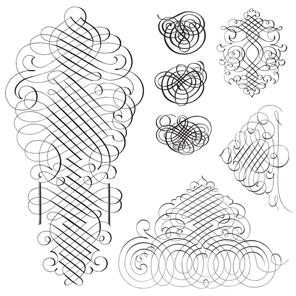 Vector Clipart fantasía remolino ornamento conjunto — Archivo Imágenes Vectoriales