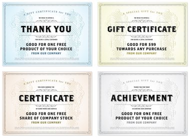 Vector Vintage Gift Certificate Template Set clipart