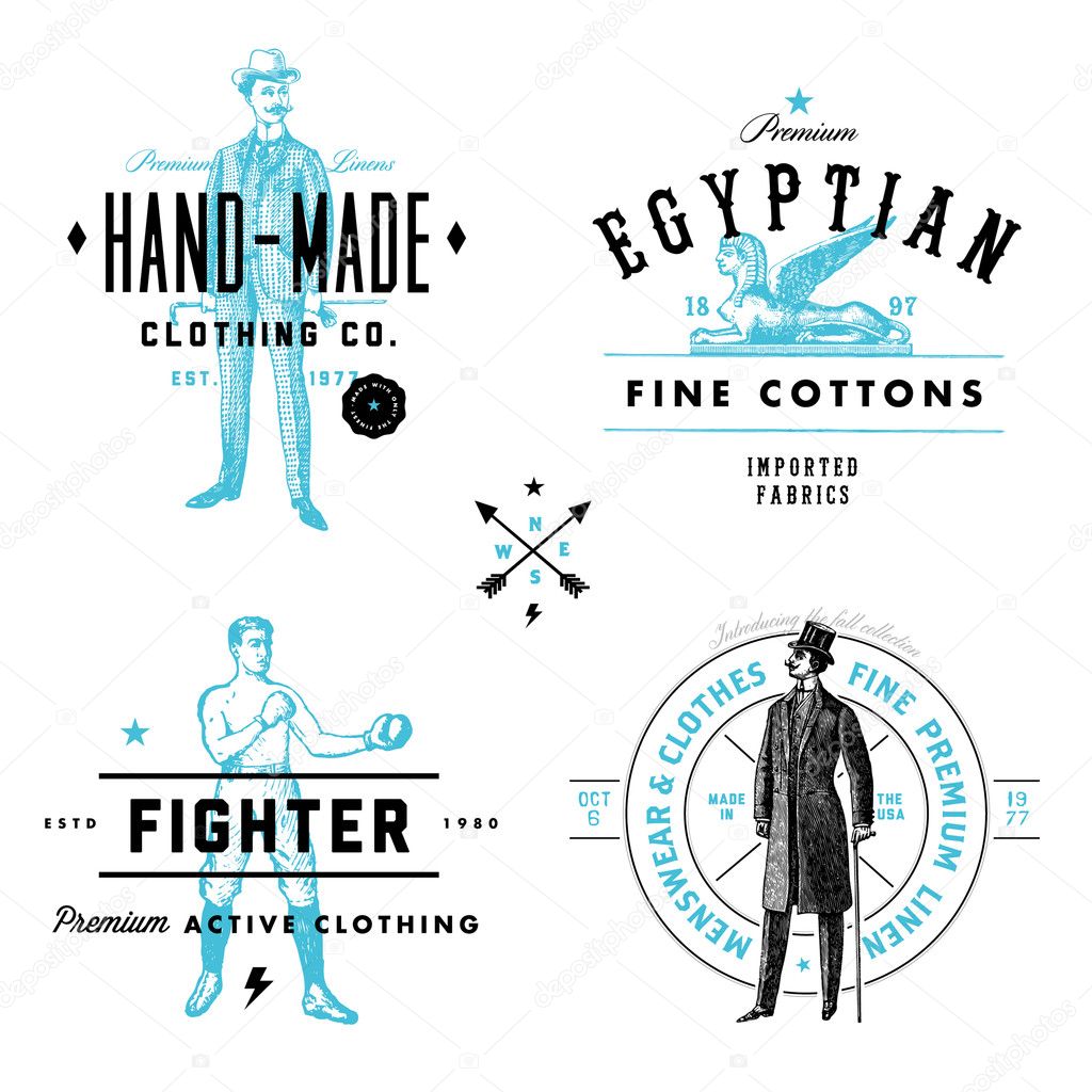 Vector Vintage Clothing Label and Badge Set