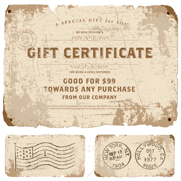 Plantilla de certificado de regalo Vector Vintage — Vector de stock