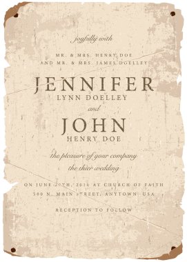 Vektör Vintage parşömen düğün davetiyesi