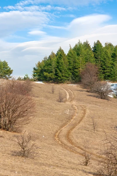 Trabrennbahn auf der Bergwiese — Stockfoto