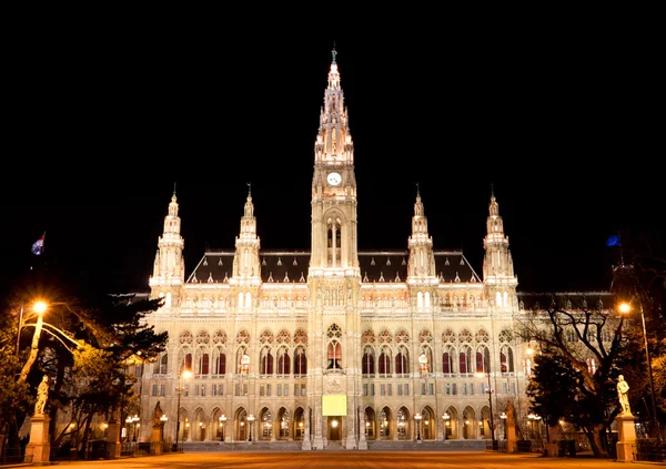 Vídeňská radnice v noci — Stock fotografie