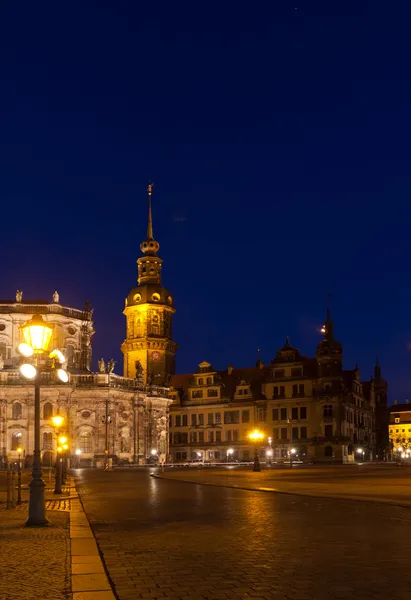 Nachtszene in Dresden — Stockfoto