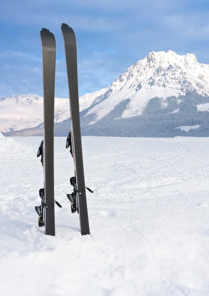 Ski auf Schnee in den Winterbergen — Stockfoto