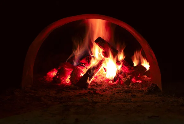 Llama de fuego en el horno — Foto de Stock