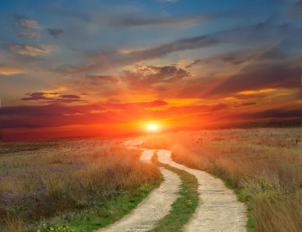 Sleur weg tot zonsondergang — Stockfoto