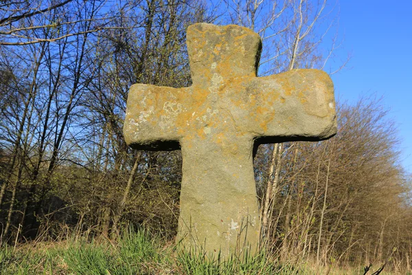 Old stone cross on meadow — Stock Photo, Image